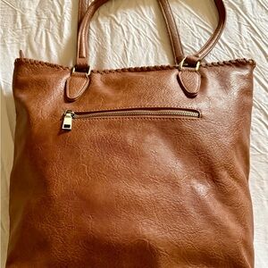 Elegant Brown Leather-like Tote Bag